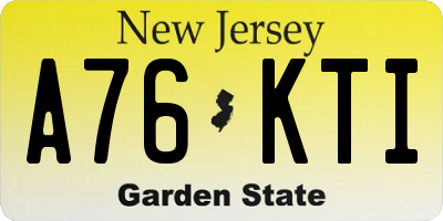NJ license plate A76KTI