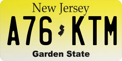 NJ license plate A76KTM