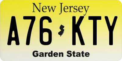 NJ license plate A76KTY