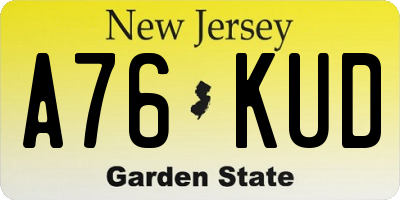 NJ license plate A76KUD