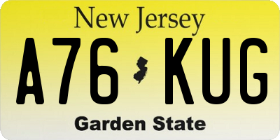 NJ license plate A76KUG