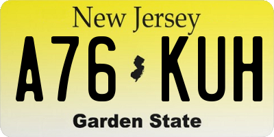 NJ license plate A76KUH