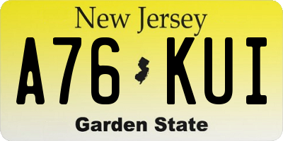 NJ license plate A76KUI