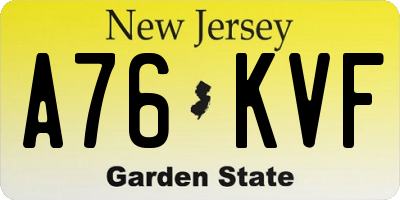 NJ license plate A76KVF