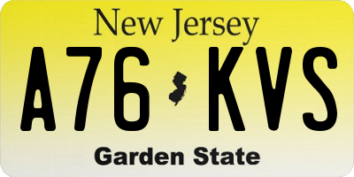 NJ license plate A76KVS