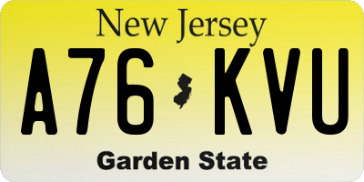 NJ license plate A76KVU