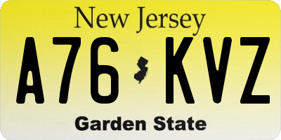 NJ license plate A76KVZ