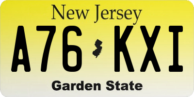 NJ license plate A76KXI