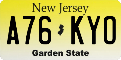 NJ license plate A76KYO