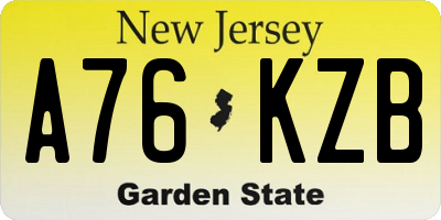 NJ license plate A76KZB