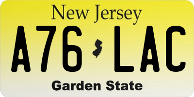 NJ license plate A76LAC