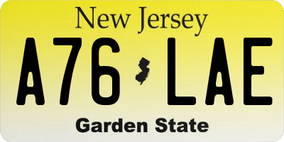 NJ license plate A76LAE