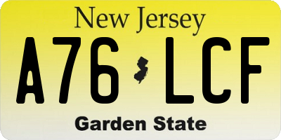 NJ license plate A76LCF