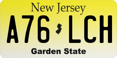 NJ license plate A76LCH
