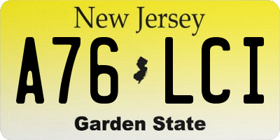 NJ license plate A76LCI