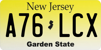 NJ license plate A76LCX