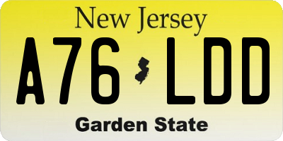 NJ license plate A76LDD