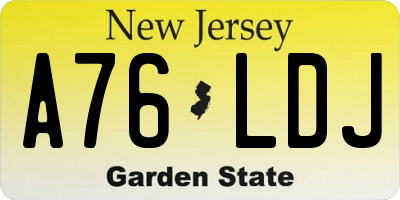 NJ license plate A76LDJ