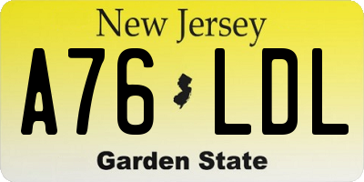 NJ license plate A76LDL