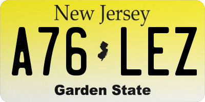 NJ license plate A76LEZ