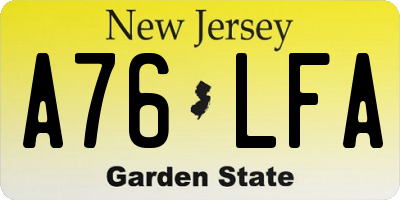 NJ license plate A76LFA