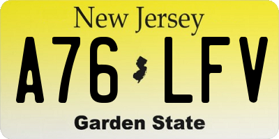 NJ license plate A76LFV