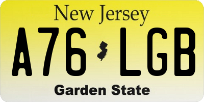 NJ license plate A76LGB