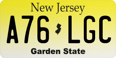 NJ license plate A76LGC