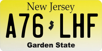 NJ license plate A76LHF