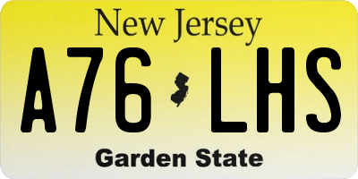 NJ license plate A76LHS