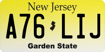 NJ license plate A76LIJ