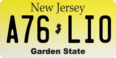 NJ license plate A76LIO