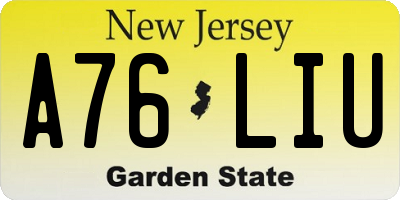 NJ license plate A76LIU