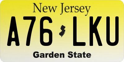 NJ license plate A76LKU