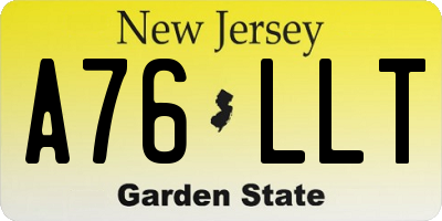 NJ license plate A76LLT