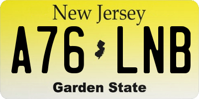 NJ license plate A76LNB