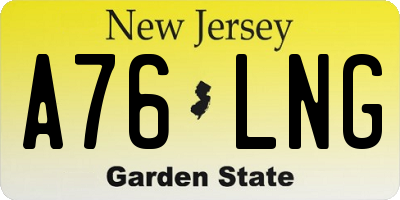 NJ license plate A76LNG