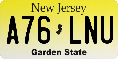 NJ license plate A76LNU