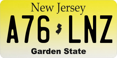 NJ license plate A76LNZ
