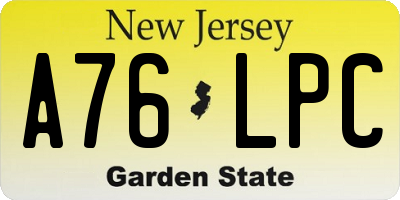 NJ license plate A76LPC