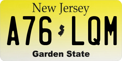 NJ license plate A76LQM