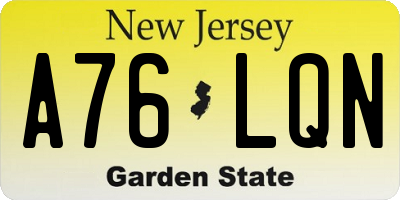 NJ license plate A76LQN