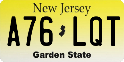 NJ license plate A76LQT