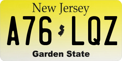 NJ license plate A76LQZ