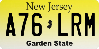 NJ license plate A76LRM
