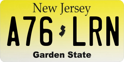 NJ license plate A76LRN