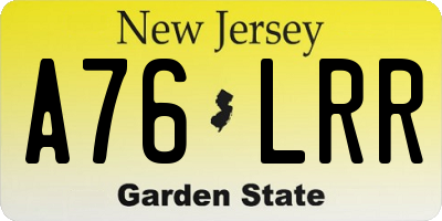 NJ license plate A76LRR