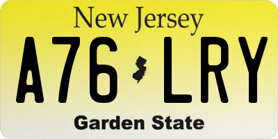 NJ license plate A76LRY