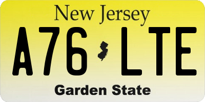 NJ license plate A76LTE
