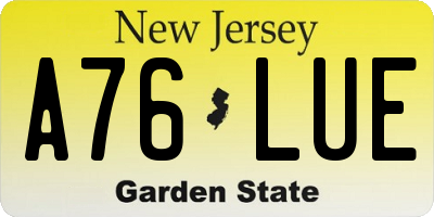 NJ license plate A76LUE